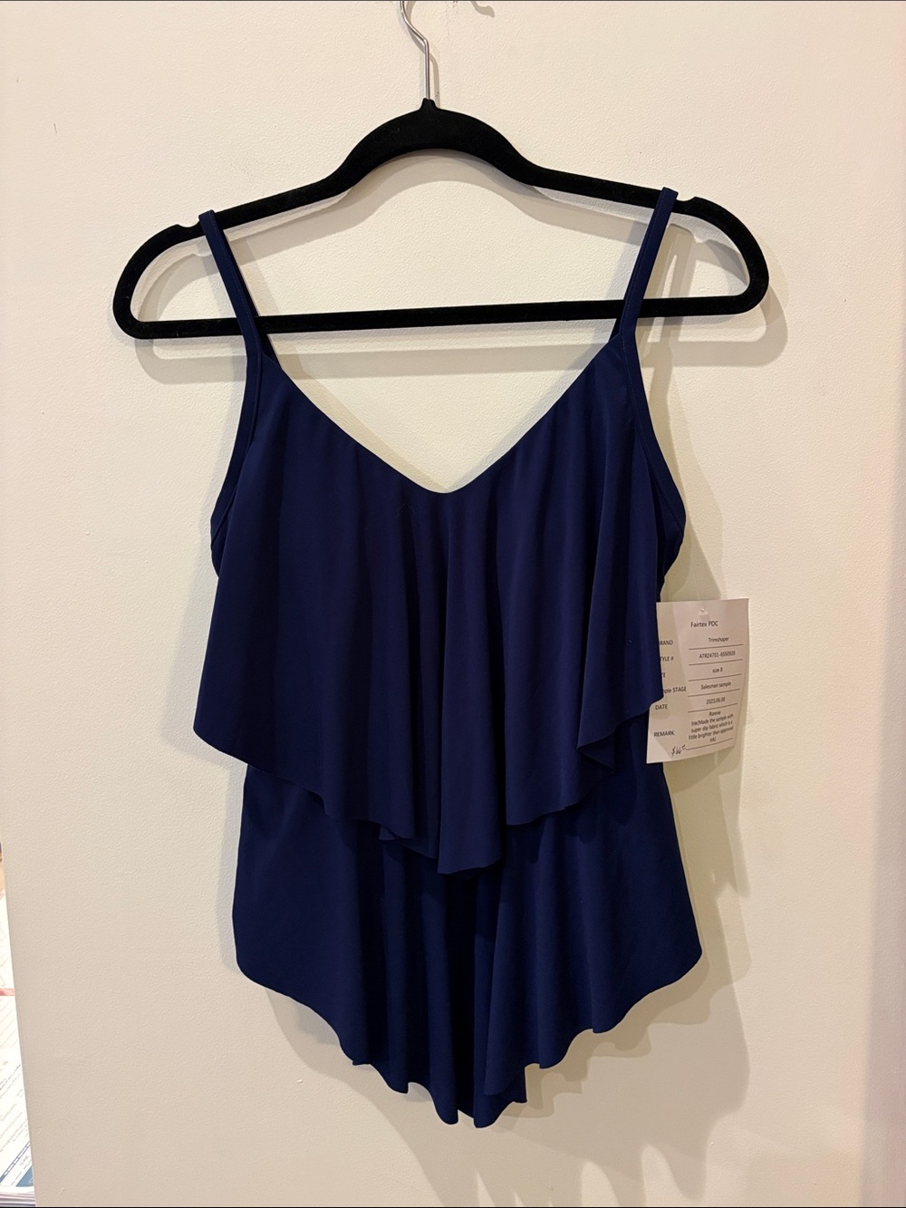 Trimshaper Navy RONNIE Ruffle Tankini Top,Size 8,NWT